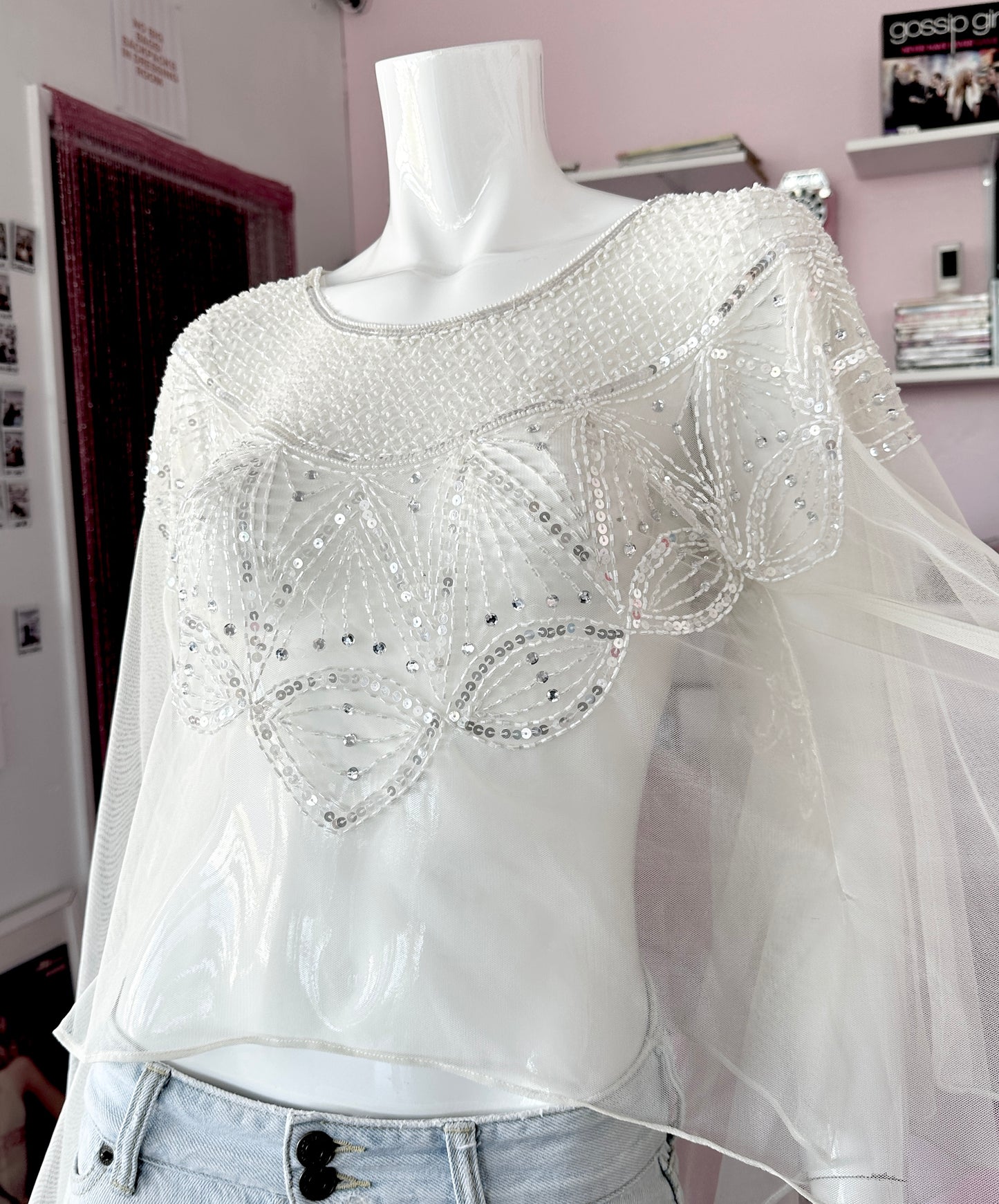 Mesh Sequin Poncho