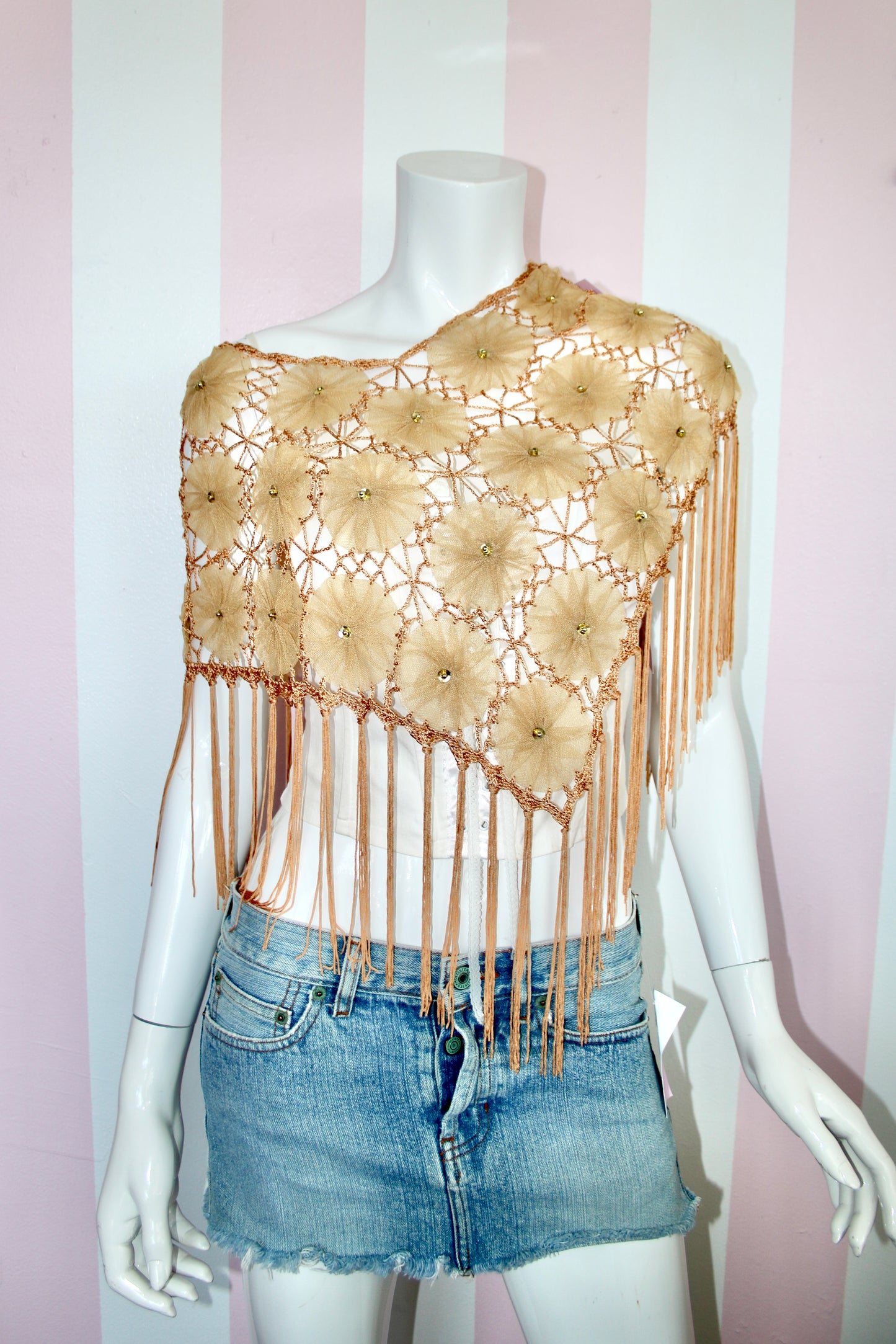 Bronze Floral Sequin Poncho