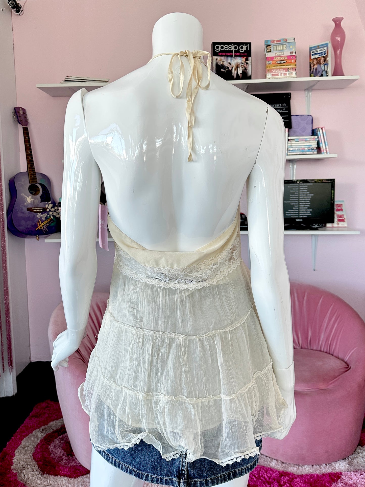 Bebe Silk Halter Top