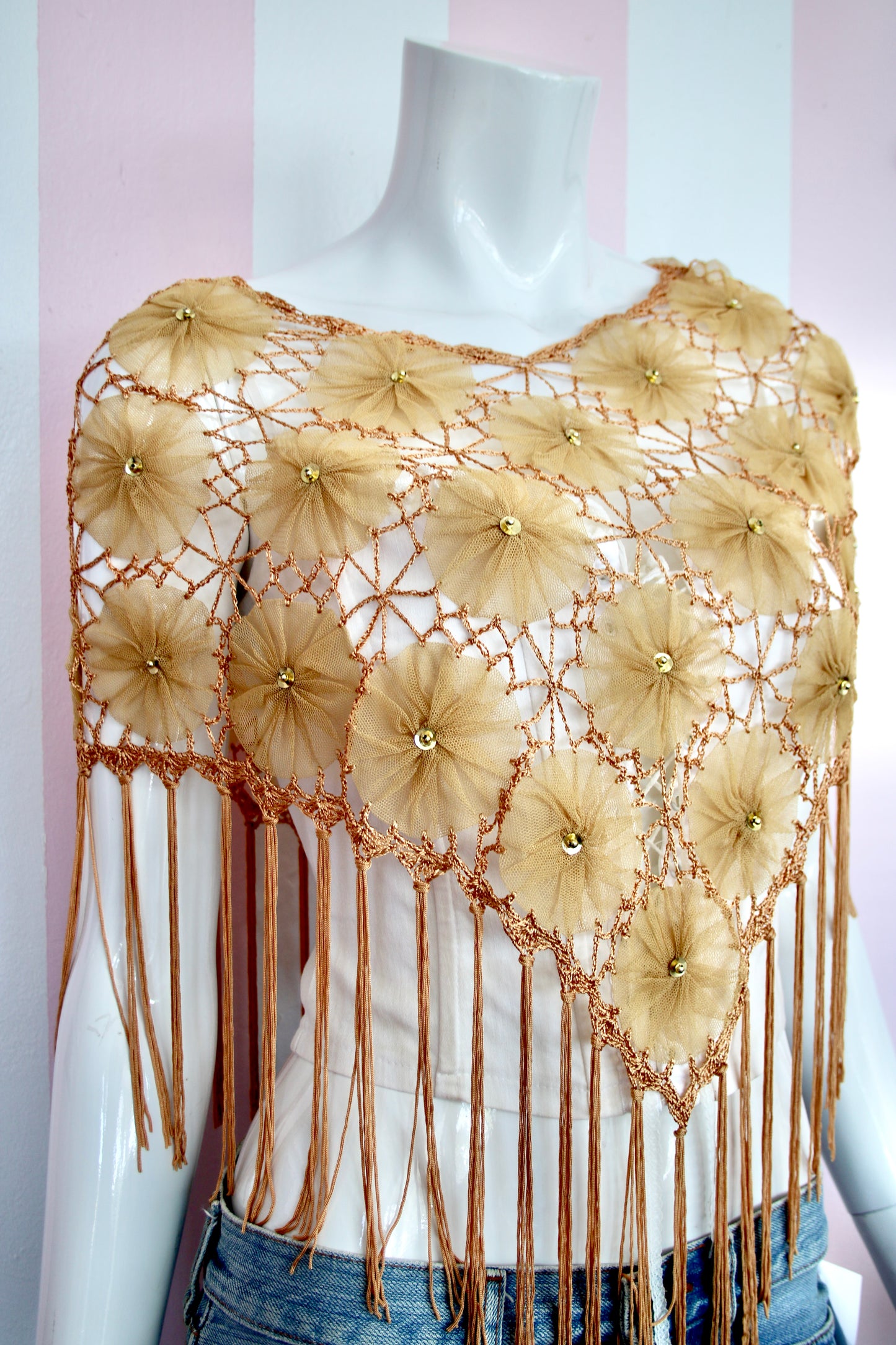 Bronze Floral Sequin Poncho