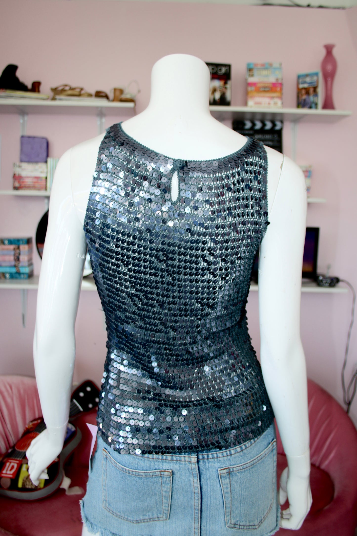 Grey Sequin Tank Top