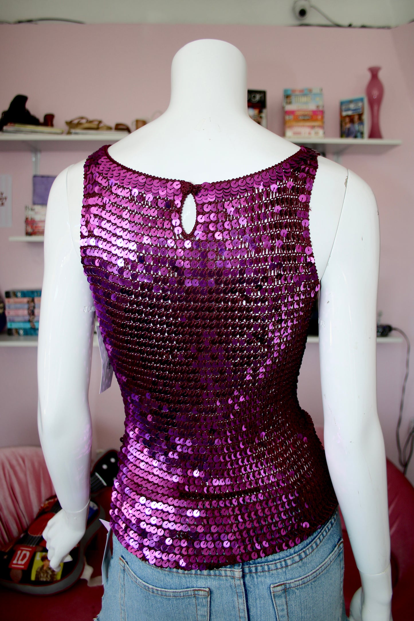 Purple Sequin Tank Top