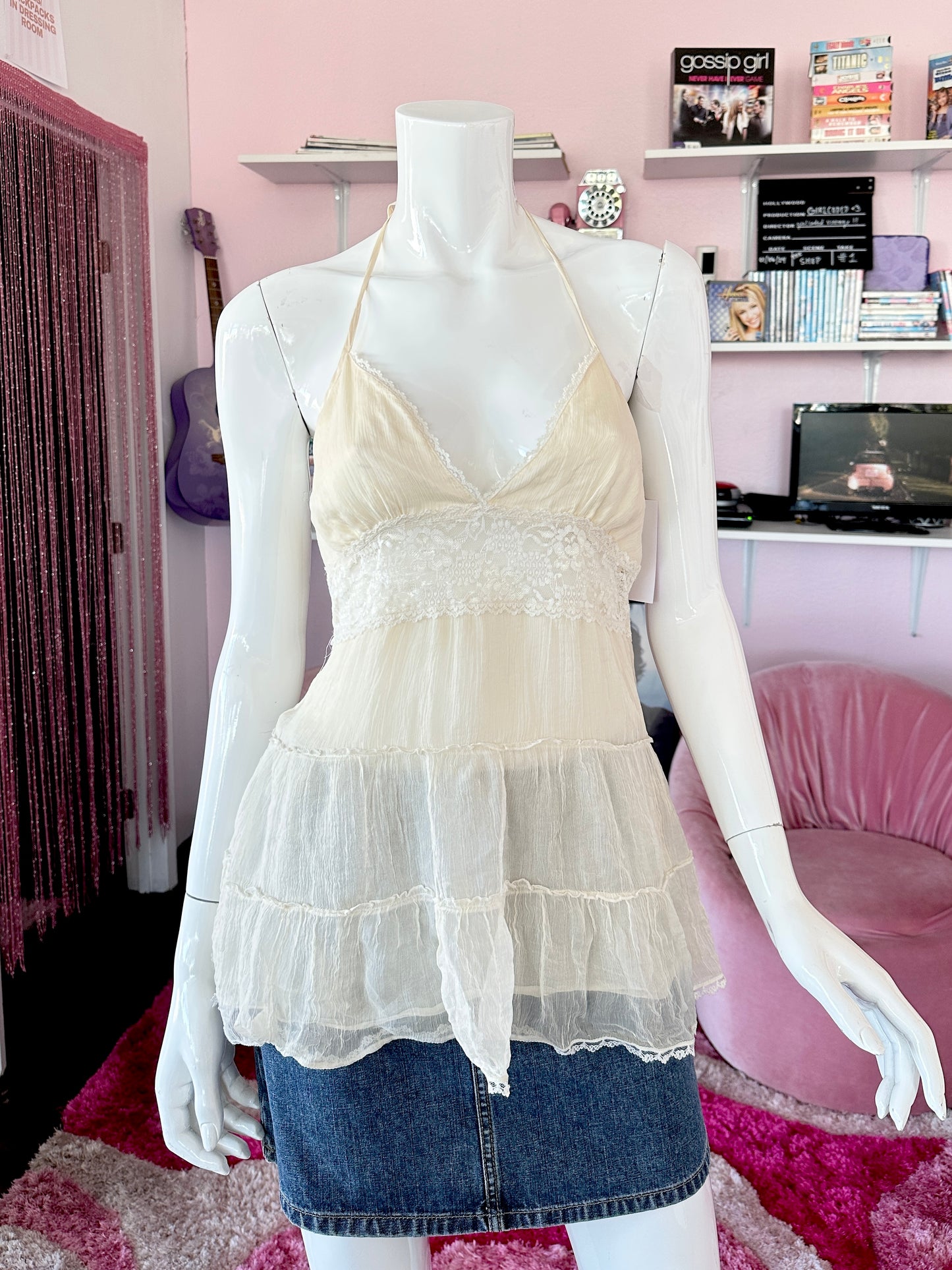 Bebe Silk Halter Top