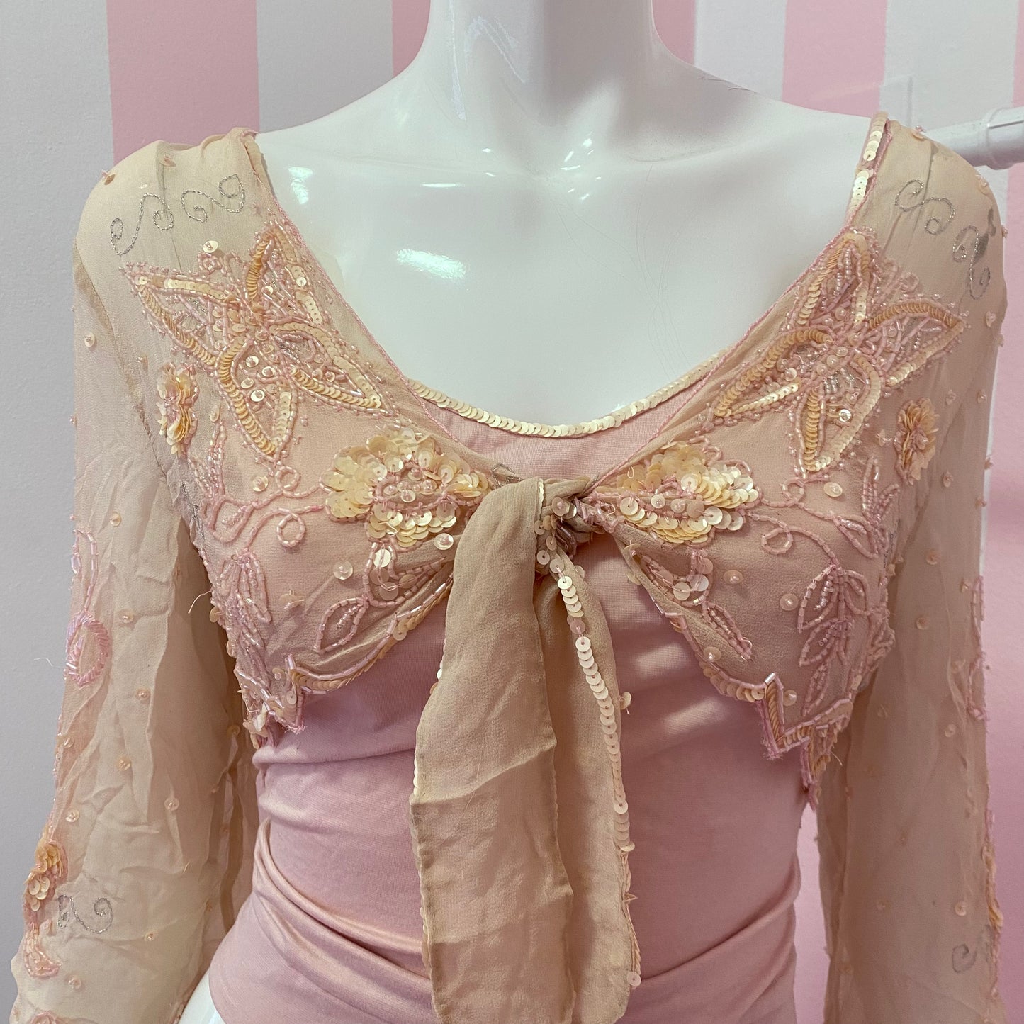 Light Pink Butterfly Cami + Cardigan Set