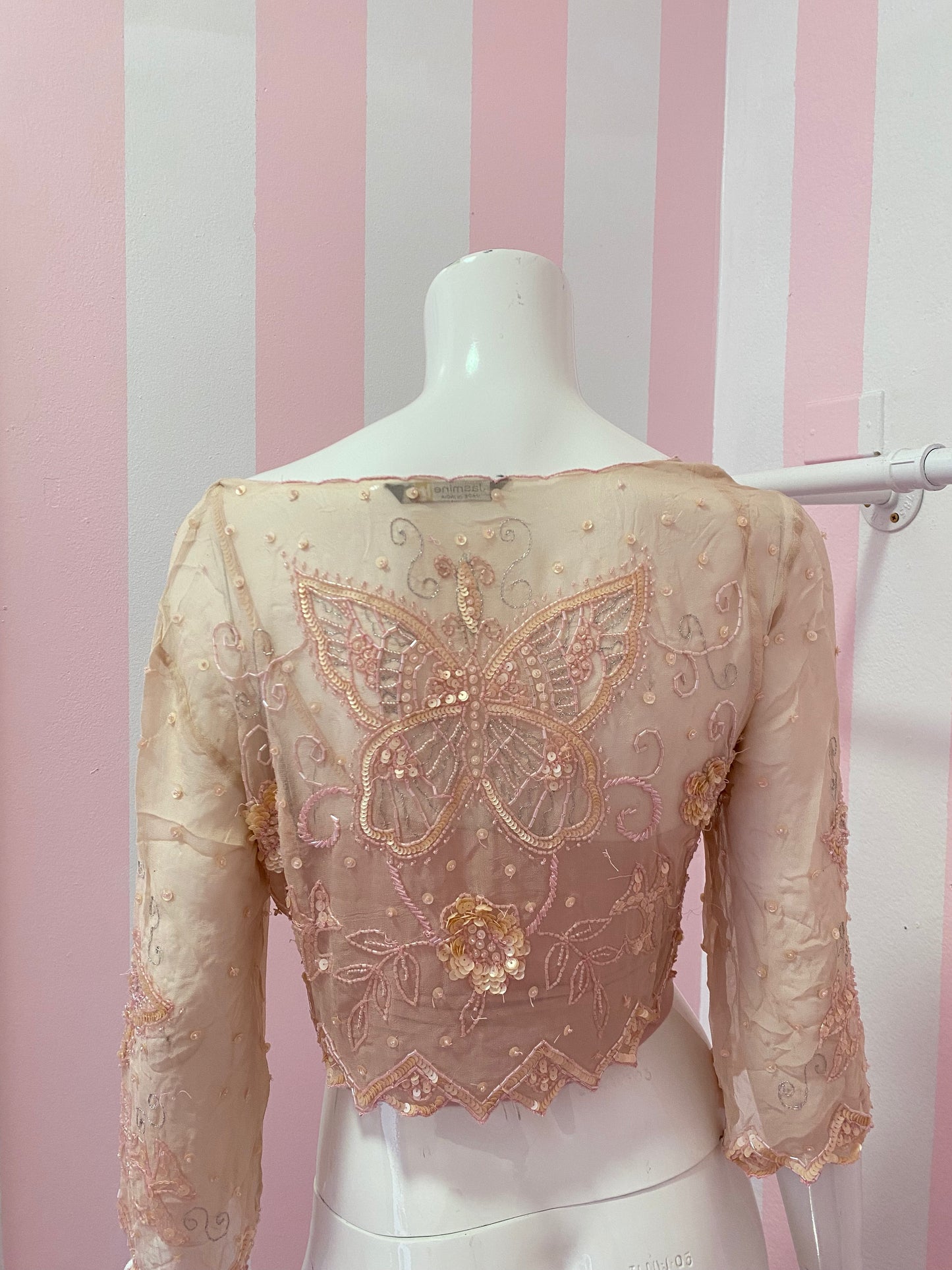 Light Pink Butterfly Cami + Cardigan Set