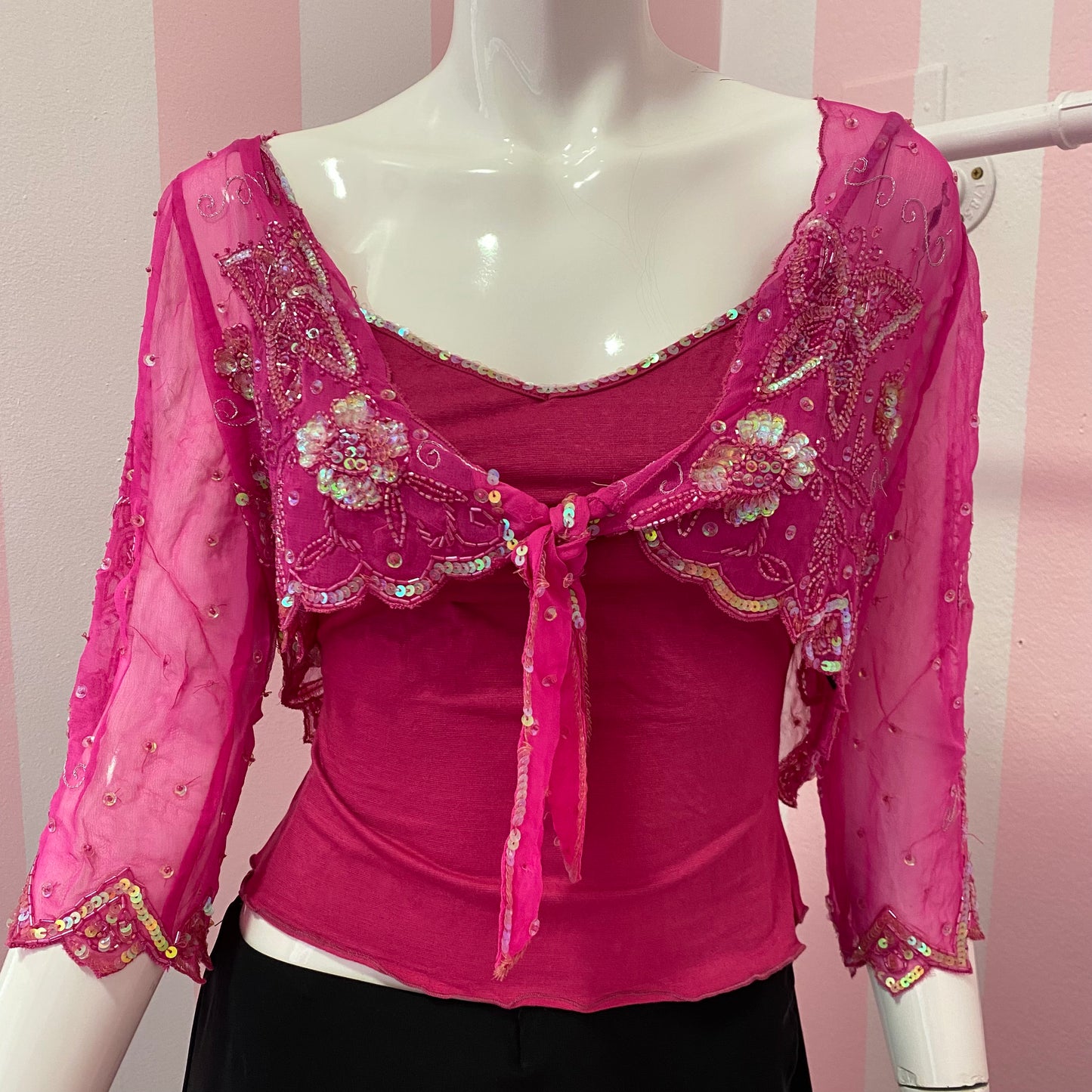 Hot Pink Butterfly Cami + Cardigan Set