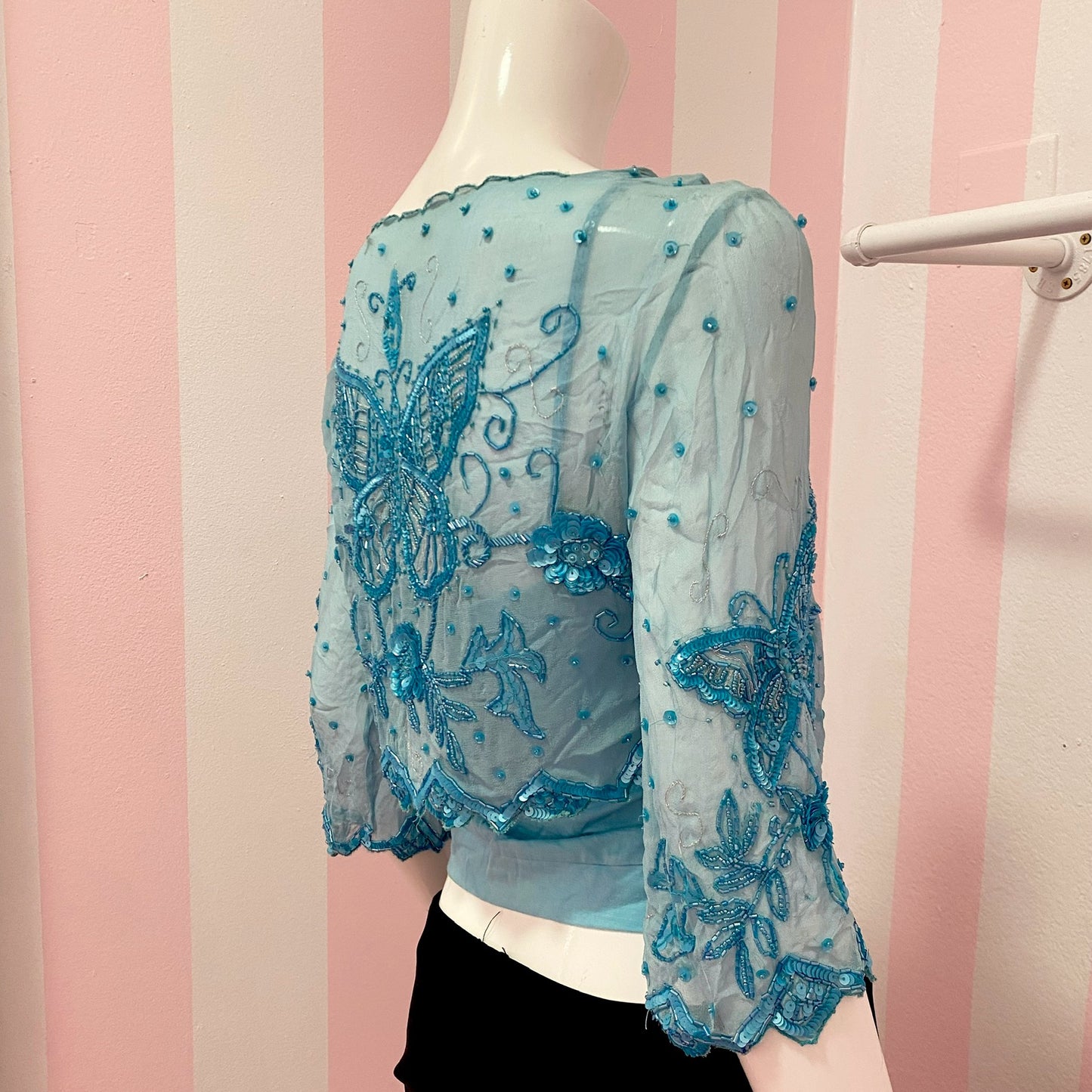 Light Blue Butterfly Cami + Cardigan Set