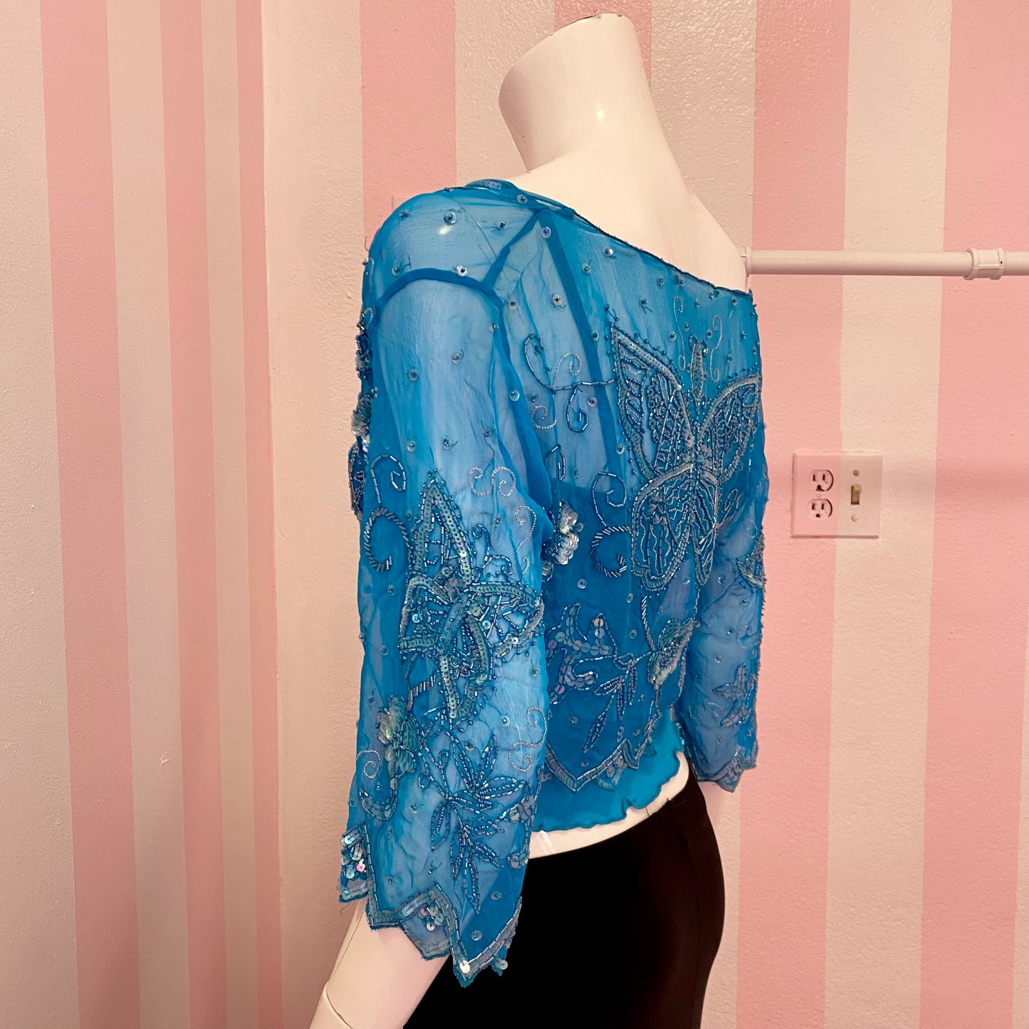 Blue Butterfly Cardigan + Cami Set