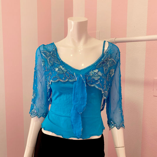 Blue Butterfly Cardigan + Cami Set