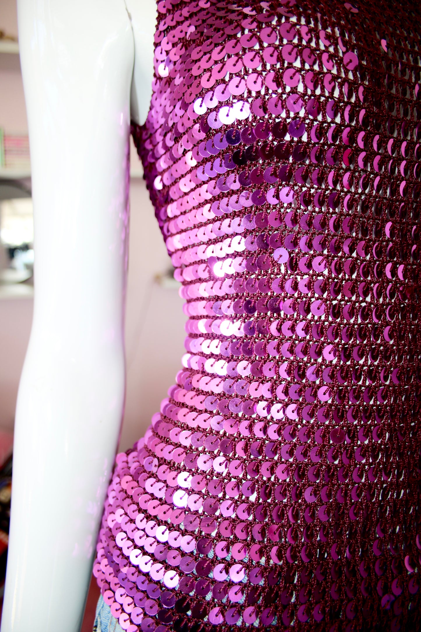 Purple Sequin Tank Top