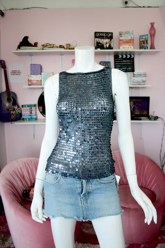 Grey Sequin Tank Top