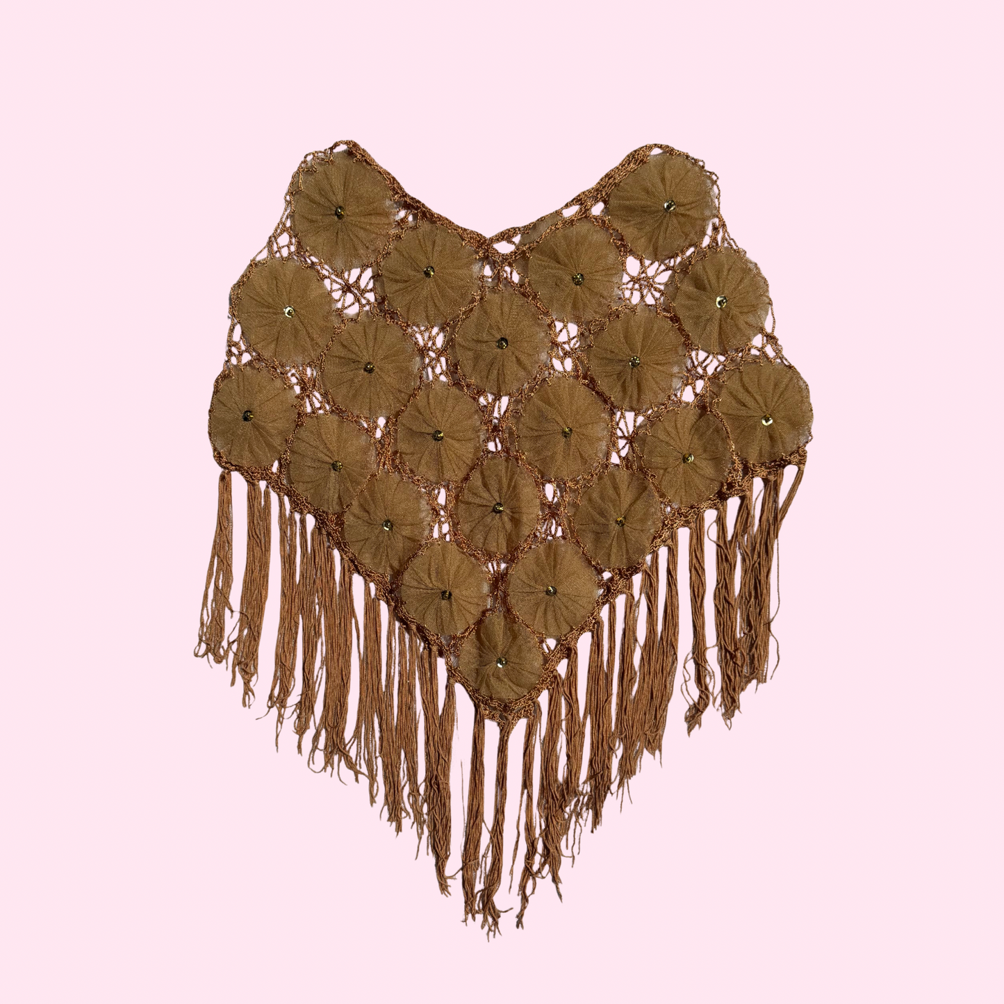 Tan Flower Poncho