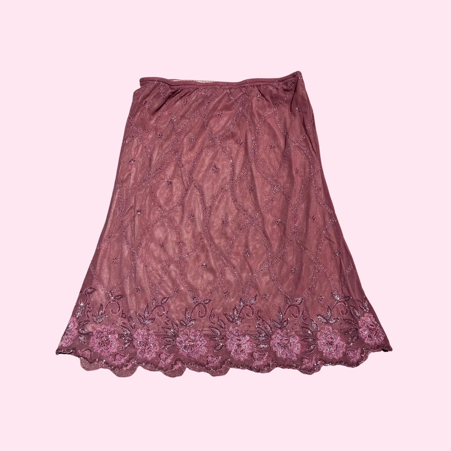 Muted Pink Beaded Skirt