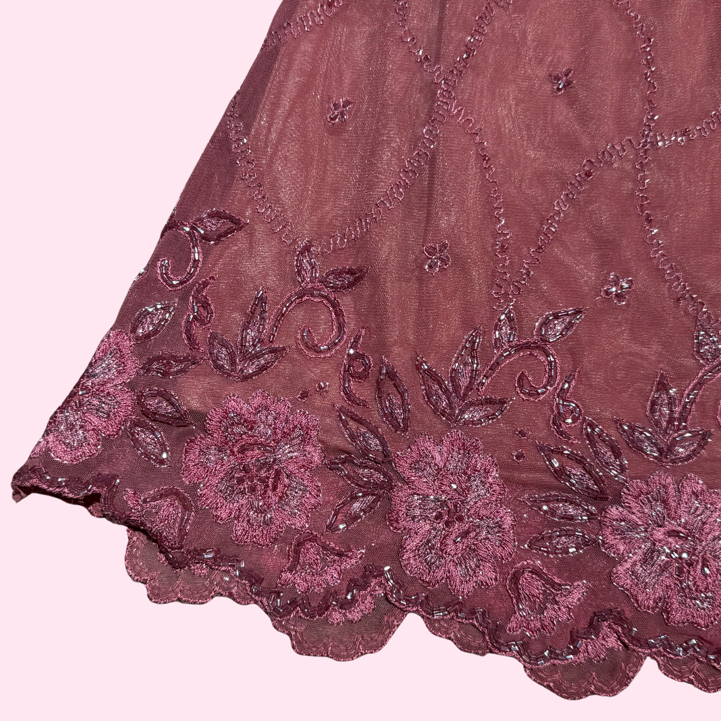 Muted Pink Beaded Skirt