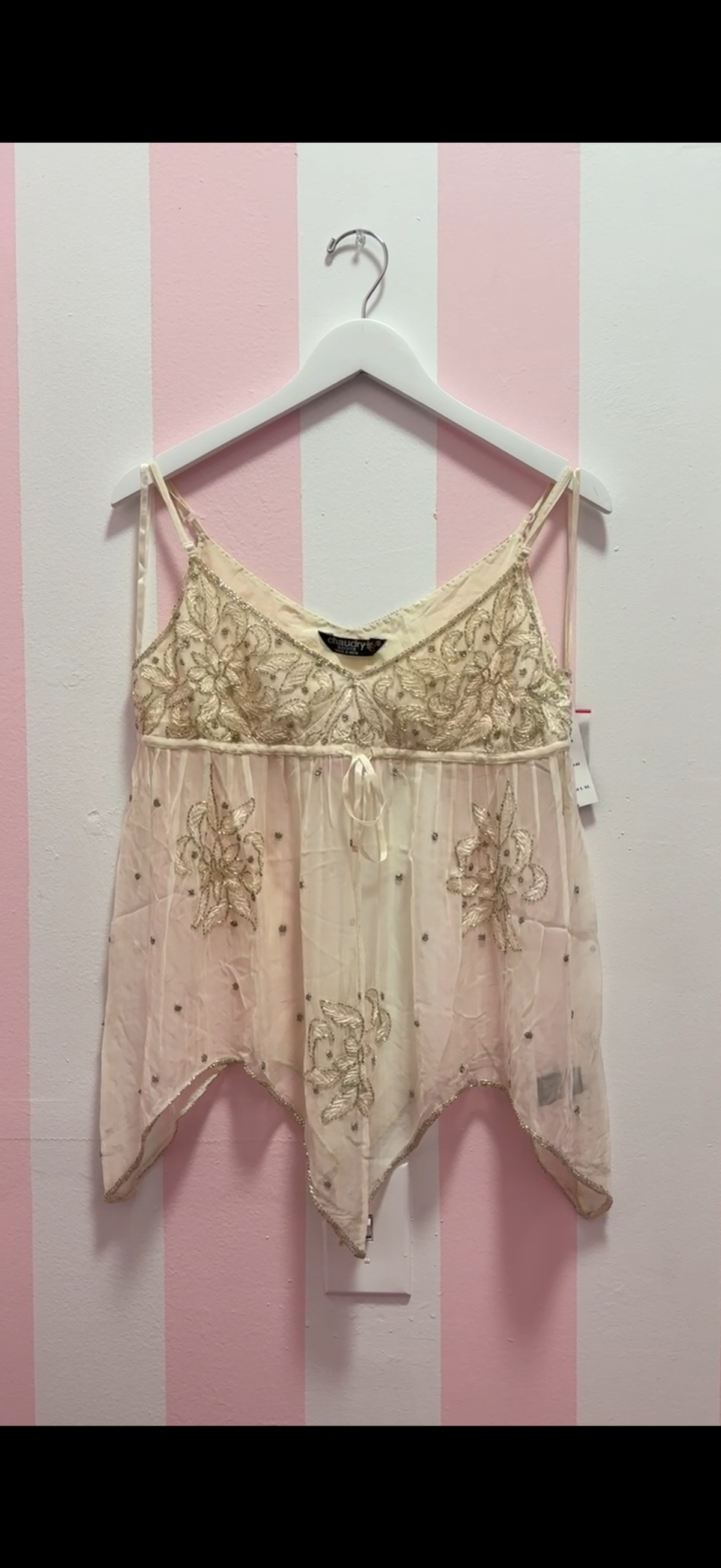 Split Cami Silk Beaded Top