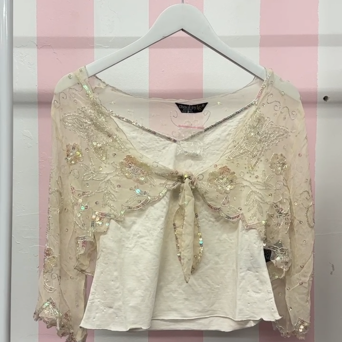 Butterfly Beaded Cami + Cardigan Set