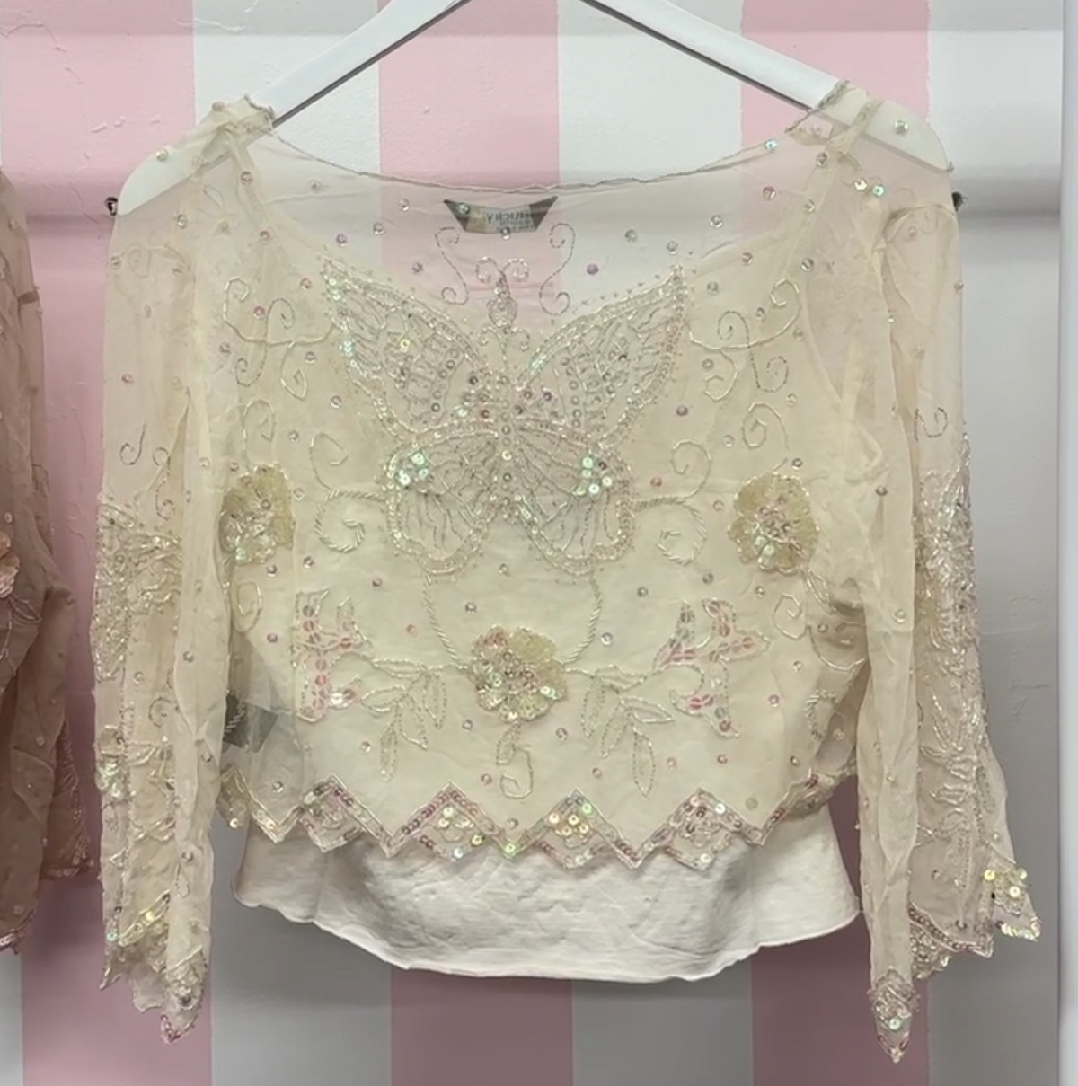 Butterfly Beaded Cami + Cardigan Set